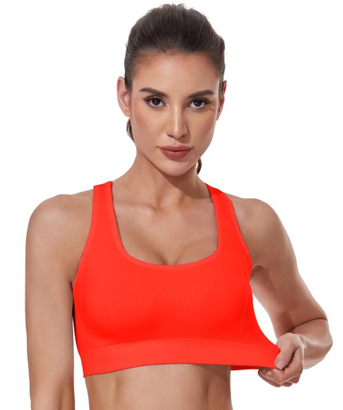 GXXGE Sports Bras for Women High Support Adjustable Straps Padded Cross Back Sport Bra for Workout Yoga Running Gym Black White OrangeRed DeepPurple Purple Grey 3X-Large