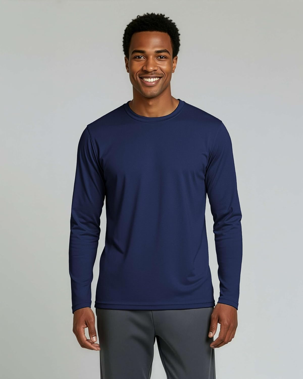 Real Essentials Men's Quick-Dry Athletic Long Sleeve T-Shirt - UPF SPF UV Protection | 3 & 5 Pack Available in Big & Tall