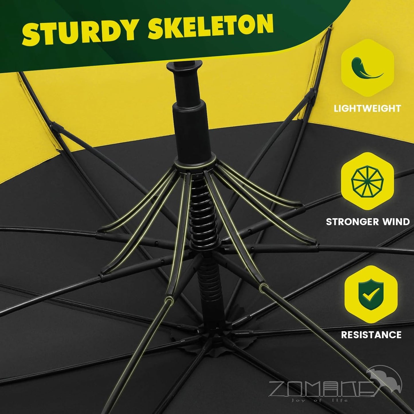 ZOMAKE Golf Umbrella - Large 62/68 Inch Windproof Double Canopy for Rain & Sun Protection