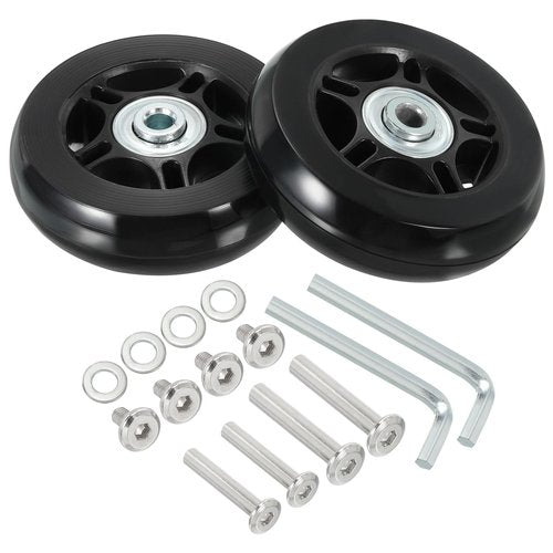 PATIKIL 70x19mm Luggage Suitcase Replacement Wheels, Set of 2 PU Swivel Caster Wheels Repair Kit with Screws and Washers for Trolley Box