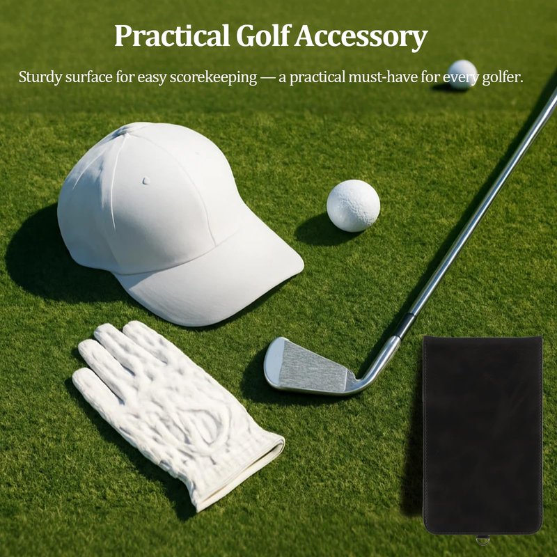 YFANITI Leather Golf Scorecard Holder,Score Card Holder Golf,Yardage Book Cover,Golf Scorecard Book (Black)