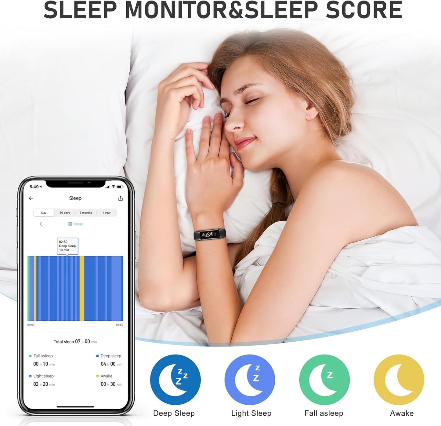 Skiennix Fitness Tracker - 24/7 Heart Rate & Blood Pressure Monitor | 1.1" AMOLED Screen, Waterproof, Activity Tracker for Men & Women