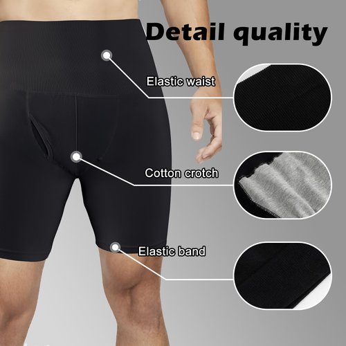 LISEJE Tummy Control Shapewear Compression Shorts - Waist Compression for Men, High Waist Mens Tummy