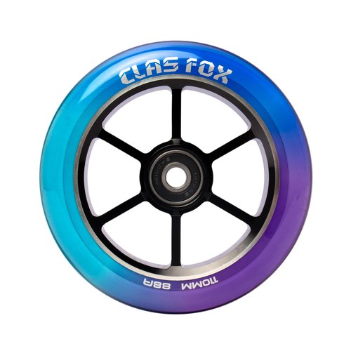 CLAS FOX Mixture Wheels 88A Pro Stunt Scooter Wheels One Pair with ABEC-9 Bearings CNC Metal Core (2pcs) (Purple+Blue+Green, 110mm)