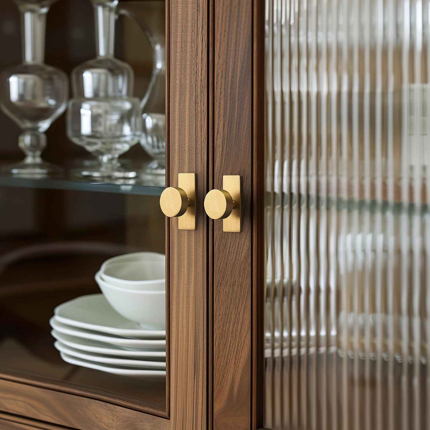 SNBTLA Brass Cabinet Knobs with Backplate - 2 Pack Modern Brushed Gold Hardware Handles for Dresser Drawer Furniture Bedroom Kitchen Cupboard