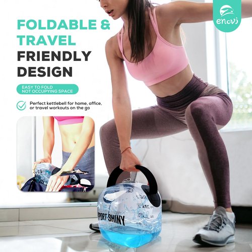 ENOVI EasyGo Kettlebells, Foldable Water-Filled Kettlebell, Adjustable Kettlebell (Pyramid, 2-11LB)