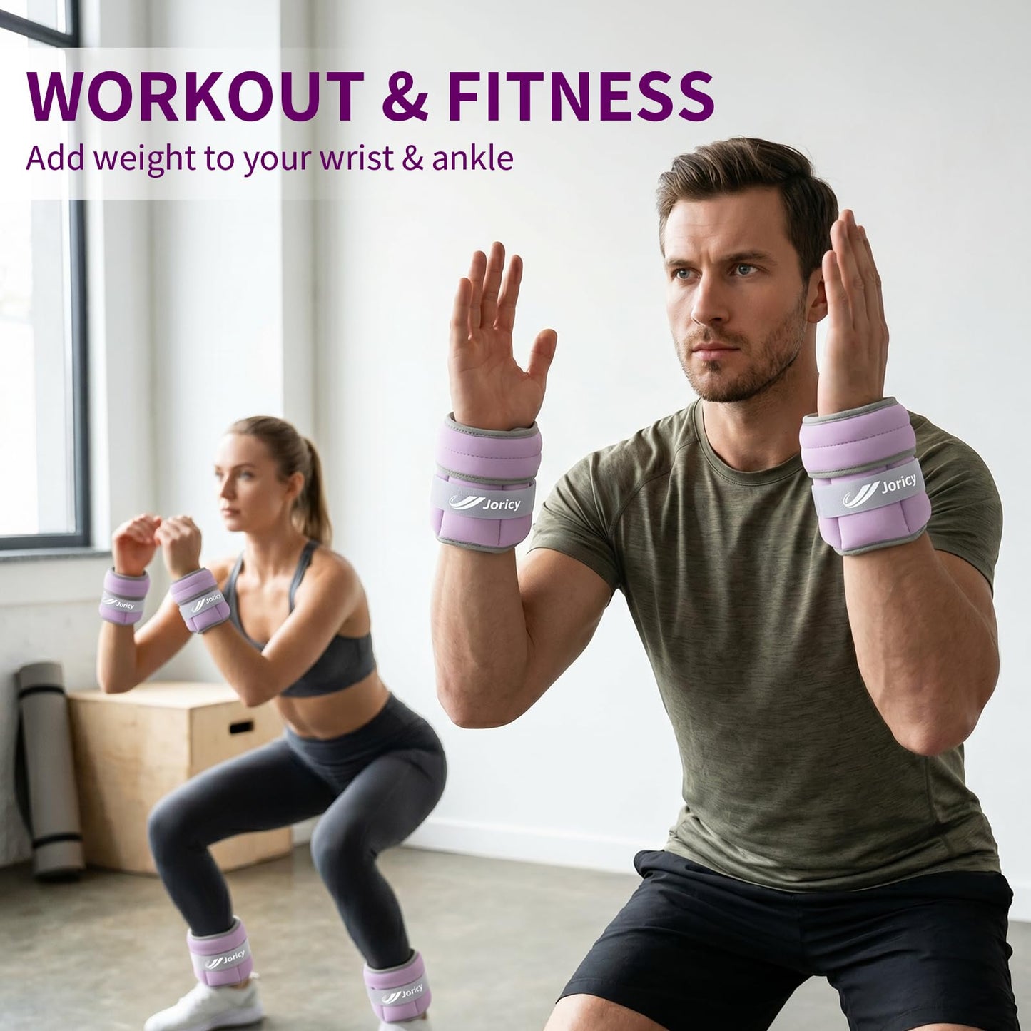 Adjustable Ankle Weights for Women Men 1-3 LBS 1 Pair Wrist Leg Arm Weights with Removable Weight, Strength Training Weight for Jogging, Walking, Running, Fitness, Gym Workout, Purple