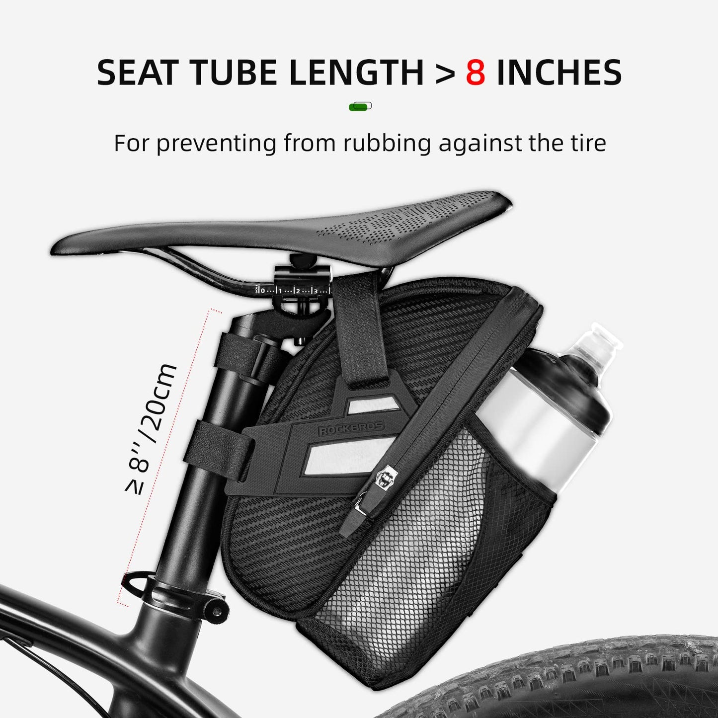 ROCKBROS Bike Saddle Bags with Water Bottle Pouch Waterproof Bike Bags Under Seat Pack for Mountain Road Saddle Bag Bicycles Storage Bag
