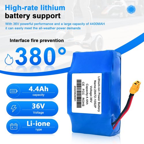 cokxiore 36V 4.4Ah H0vегвоard Lithium Battery Replacement with XT60 Plug and 6 Months Warranty by Factory, 500 Cycles>70% Capacity (20CELL), Assembly Method 10S2P