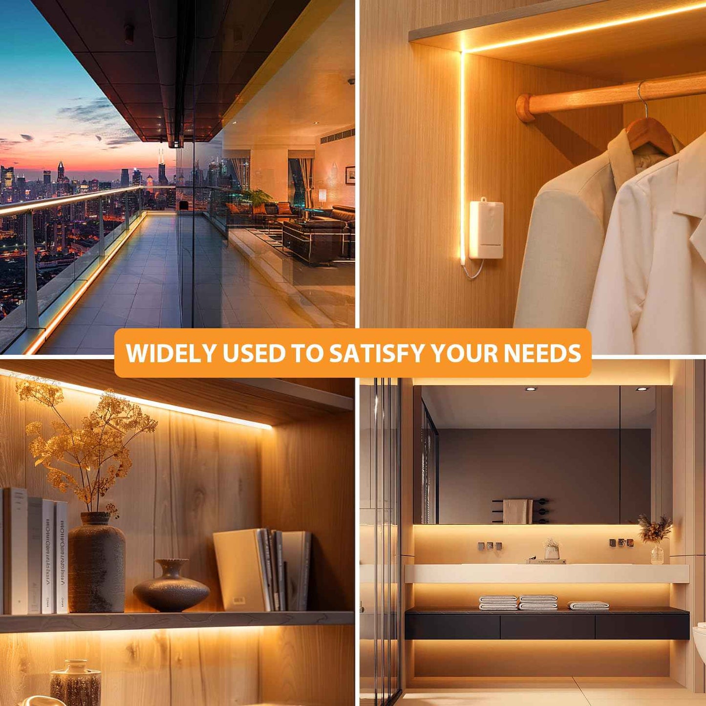 OMIKA 3 Pack COB LED Strip Lights, 3.3ft 320 LEDs Battery Powered LED Strip Lights, Flexible Cuttable Click Lights for Cabinet, Bedroom, Desk, Kitchen, Bedroom, 2700K Warm White