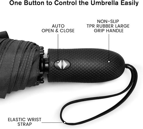 G4Free Windproof Travel Umbrella - 46-Inch Automatic Compact Design with Double Canopy & Strong Fiberglass Frame
