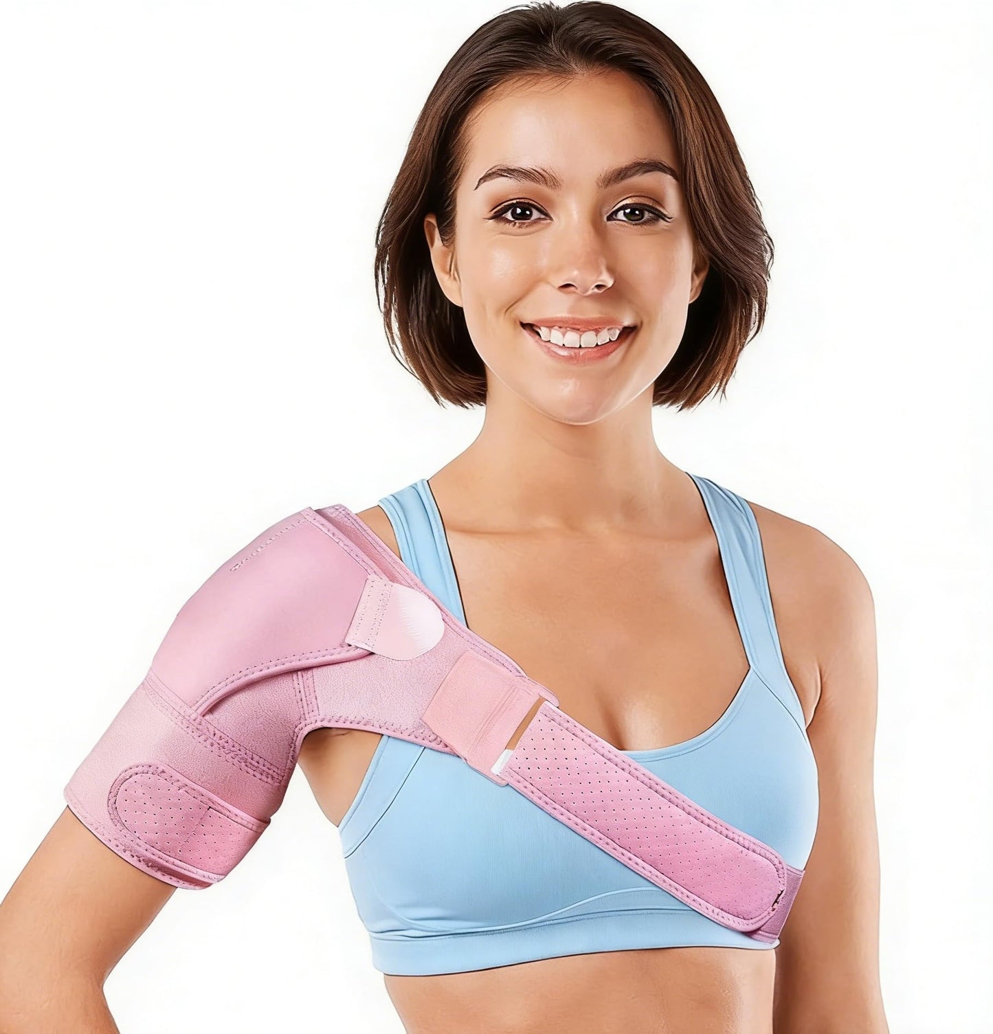XiangAi Unisex Shoulder Brace for Recovery Shoulder, Adjustable Shoulder Support for Rotator Cuff, AC Joint Pain Relief, Shoulder Injuries. Perfect Fit Shoulder Compression Sleeve(Pink)