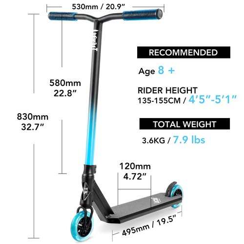 Limit LMT66 Pro Stunt Scooter-Best Trick Scooters for Kids 6 Years and Up-Intermediate and Beginner Complete Freestyle BMX Street Scooter for Teens Boys and Girls Blue