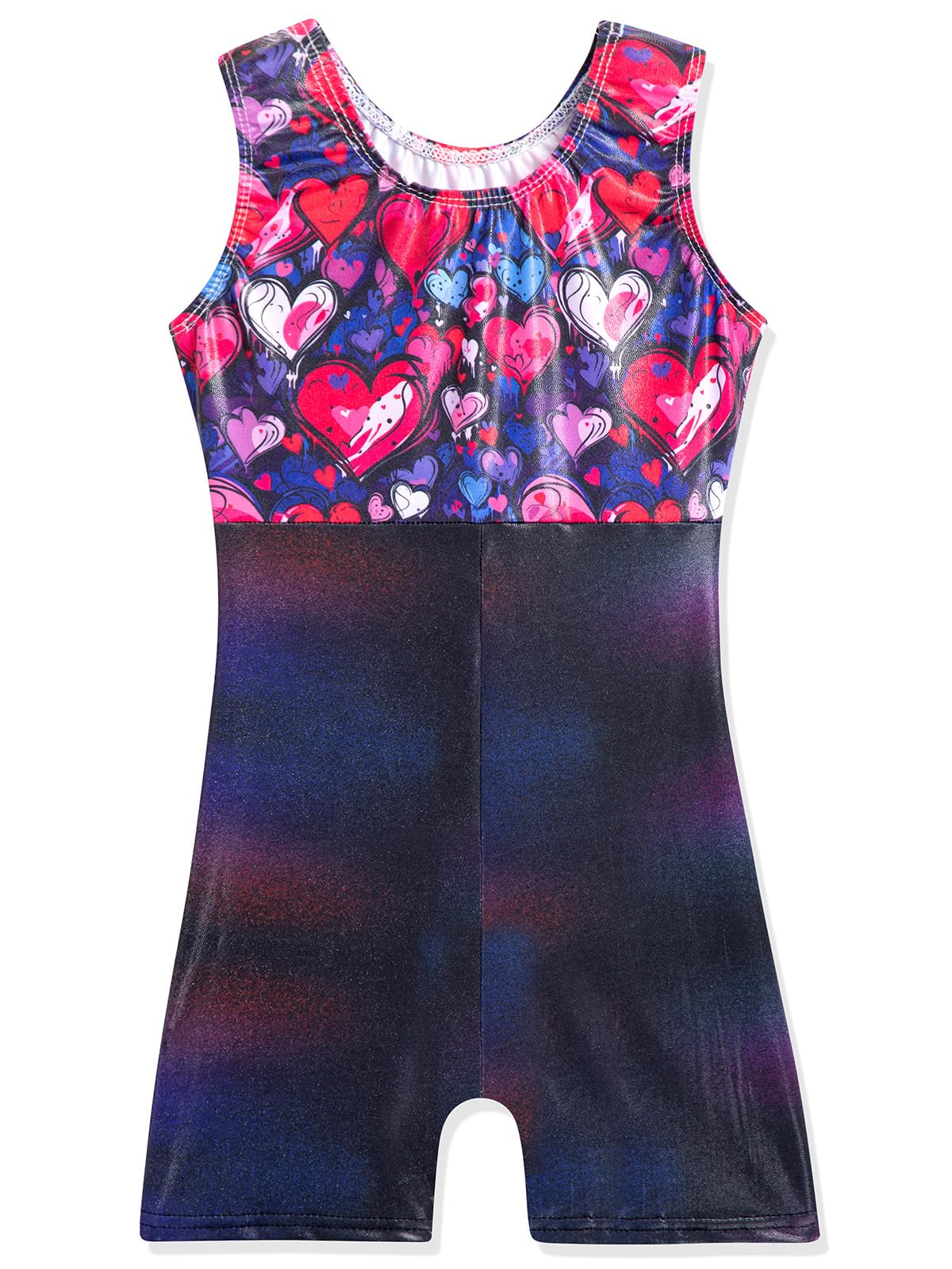Gymnastics Leotards for Girls Toddler Ballet Dance Tumbling Outfits 7 8 Kids Sleeveless Gymnastic Biketard with Shorts Sparkly Dancewear Unitards Clothes Bodysuit (Hotpink Hearts, 7-8 Years)