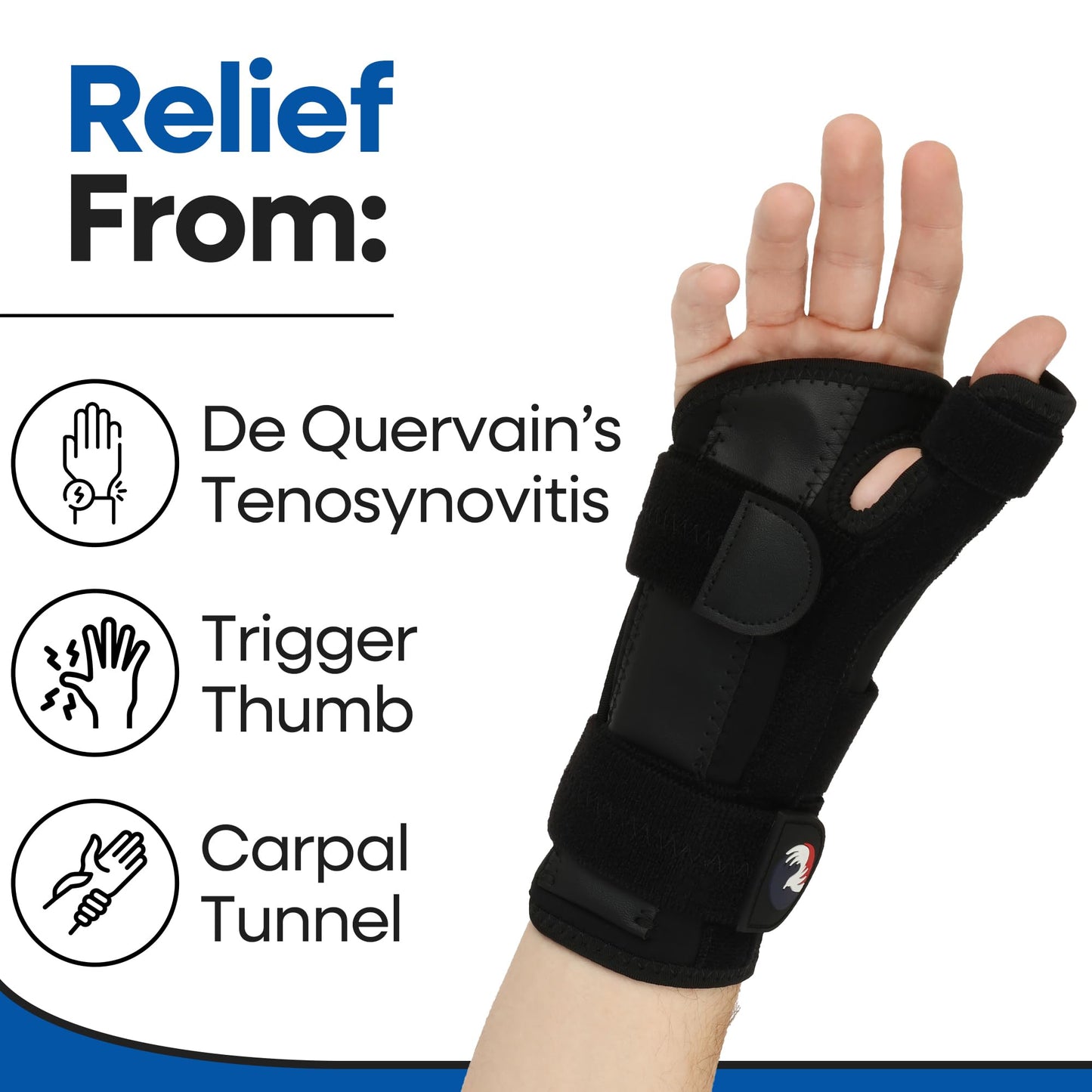 Thumb Splint & Wrist Brace | Carpal Tunnel Wrist Splint with Trigger Thumb Brace Spica | Stabilizer & Support For Tendonitis Pain, Arthritis, CMC, Tenosynovitis, De Quervain Women Men SM/MED LEFT HAND