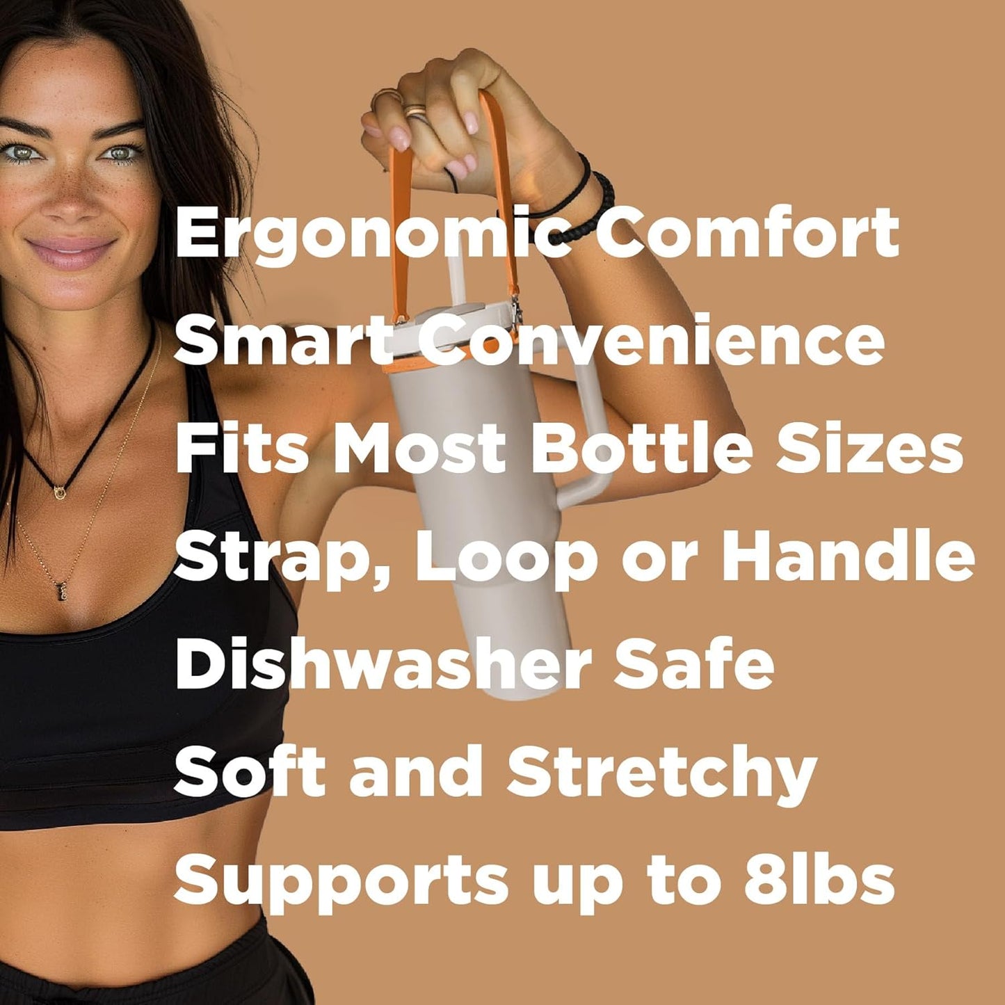 Pilotfish Water Bottle Strap - Heavy Duty Handle for Most Bottle Sizes | Dishwasher Safe with Removable Clips
