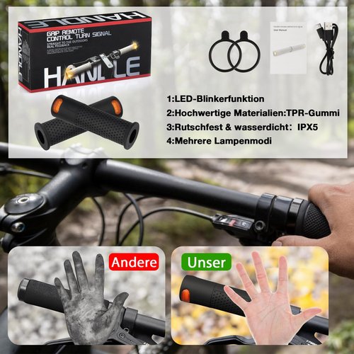 E Scooter Handle Grips Turn Signal, Bicycle Replacement Handlebars Warning Light for Xiaomi M365/Pro2/1S Ninebot G30 Replacement Grip Handlebar, Scooter