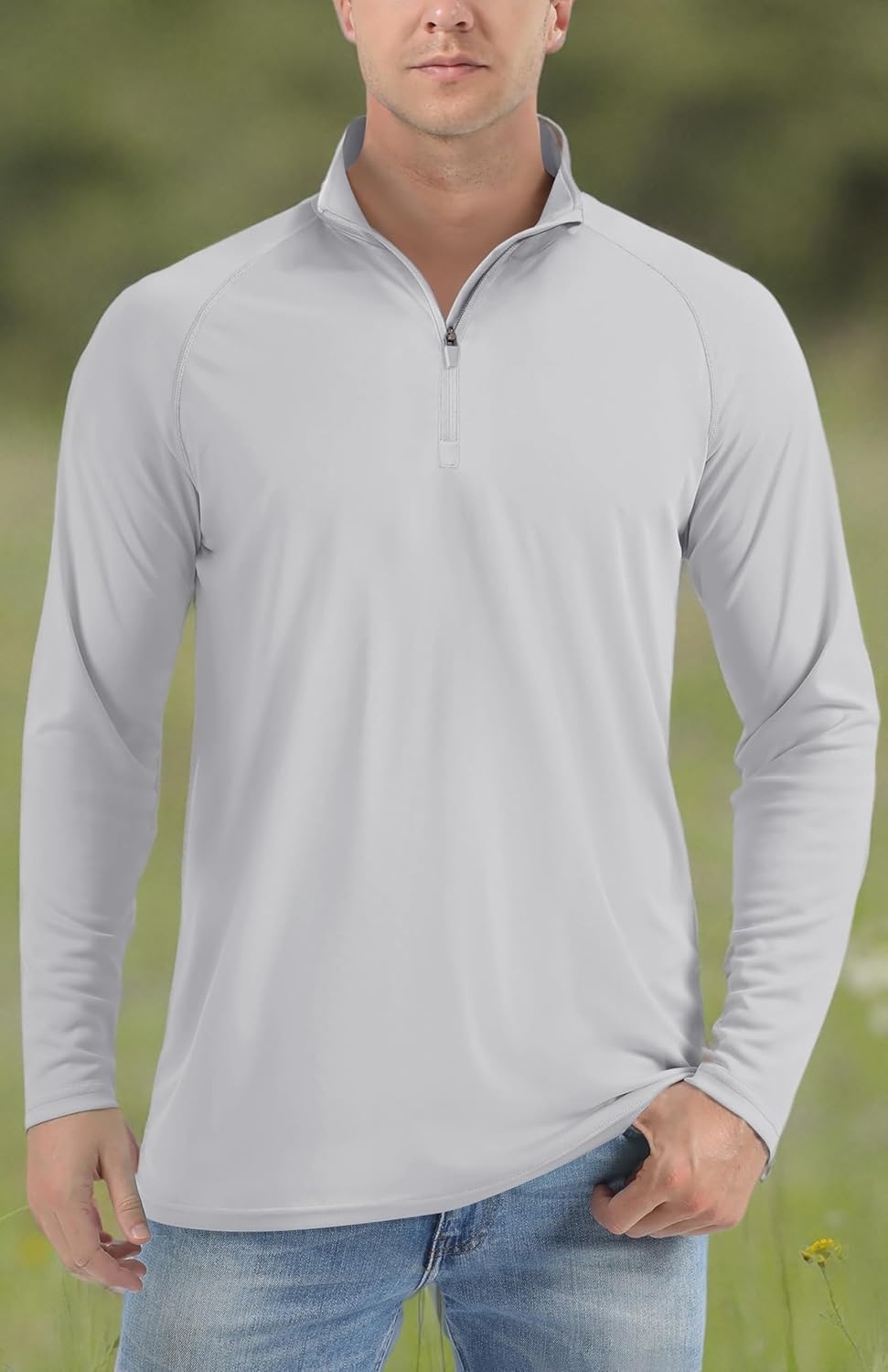 TACVASEN Men's Long Sleeve Athletic Shirt - UPF 50+ Sun Protection Pullover Zip | Ideal for Outdoor Running