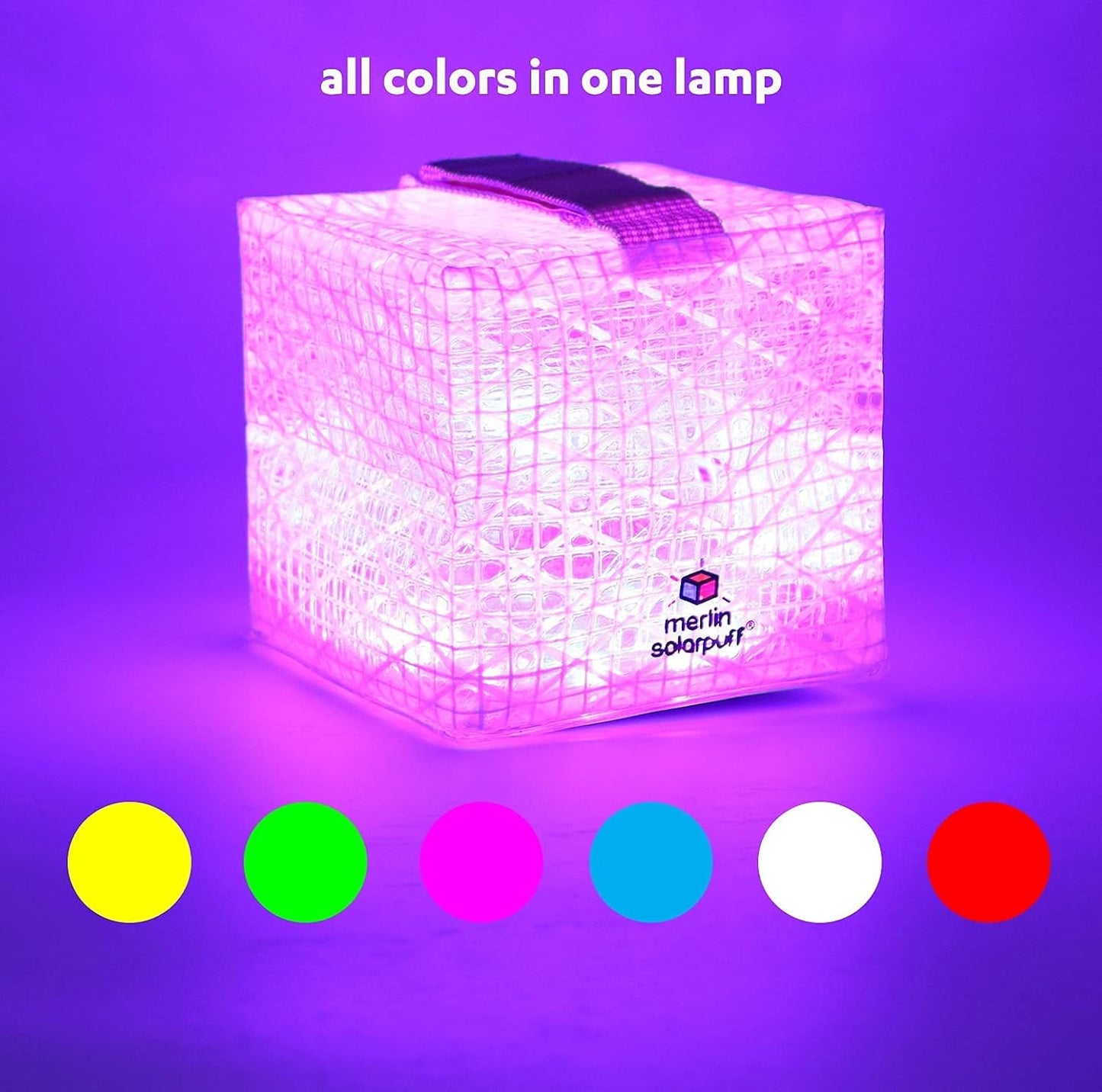 Solight Design SolarPuff Merlin Solar Lantern - Waterproof Rechargeable LED Camping Light | Color Therapy & Collapsible Design
