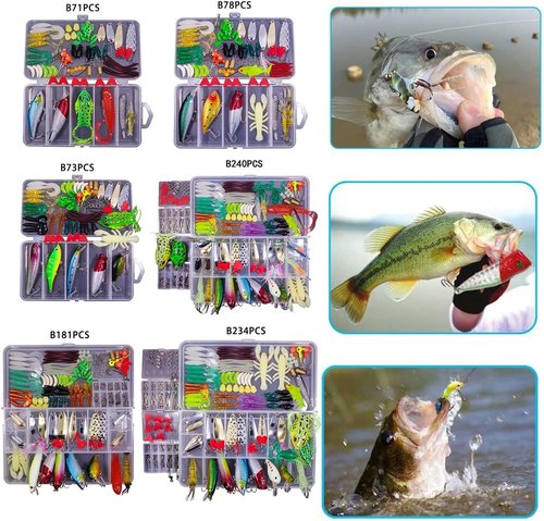 Fishing Lures Tackle Kit - Freshwater Bait Set with Crankbaits, Jigs, and Spoons for Bass, Trout & Salmon