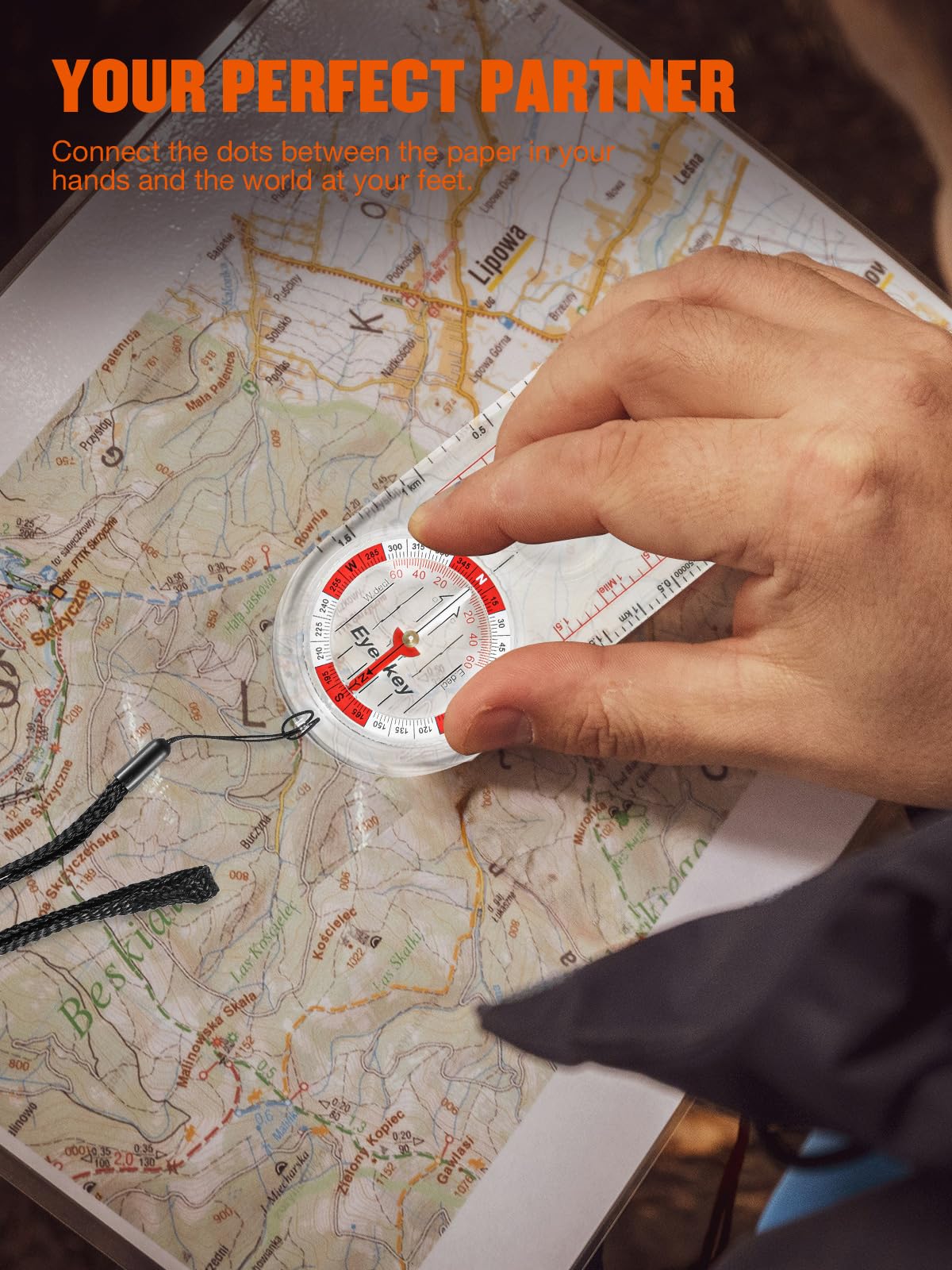 Eyeskey Advanced Orienteering Compass for Hiking & Navigation - Professional Scout Compass with 3X Magnifier, Glow-in-Dark Feature & Multi-Scale Rulers for Outdoor Survival Camping