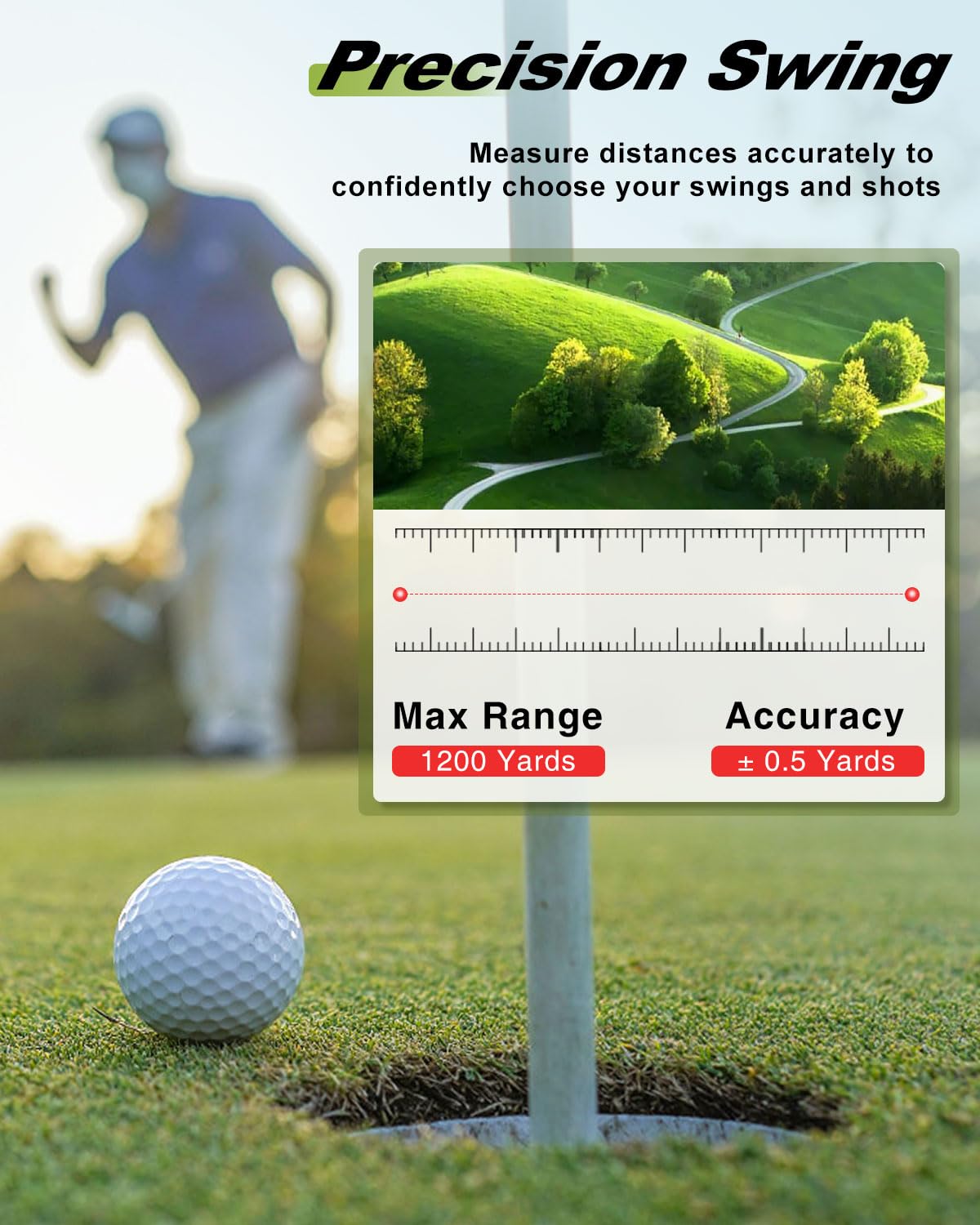 1200 Yards Range Finder Golf, 5X Magnification Golf Rangefinder with Slope, Laser Range Finder with Flag Lock, 1 Yard Accuracy, Ideal Golf Accessories for Golfers & Hunting