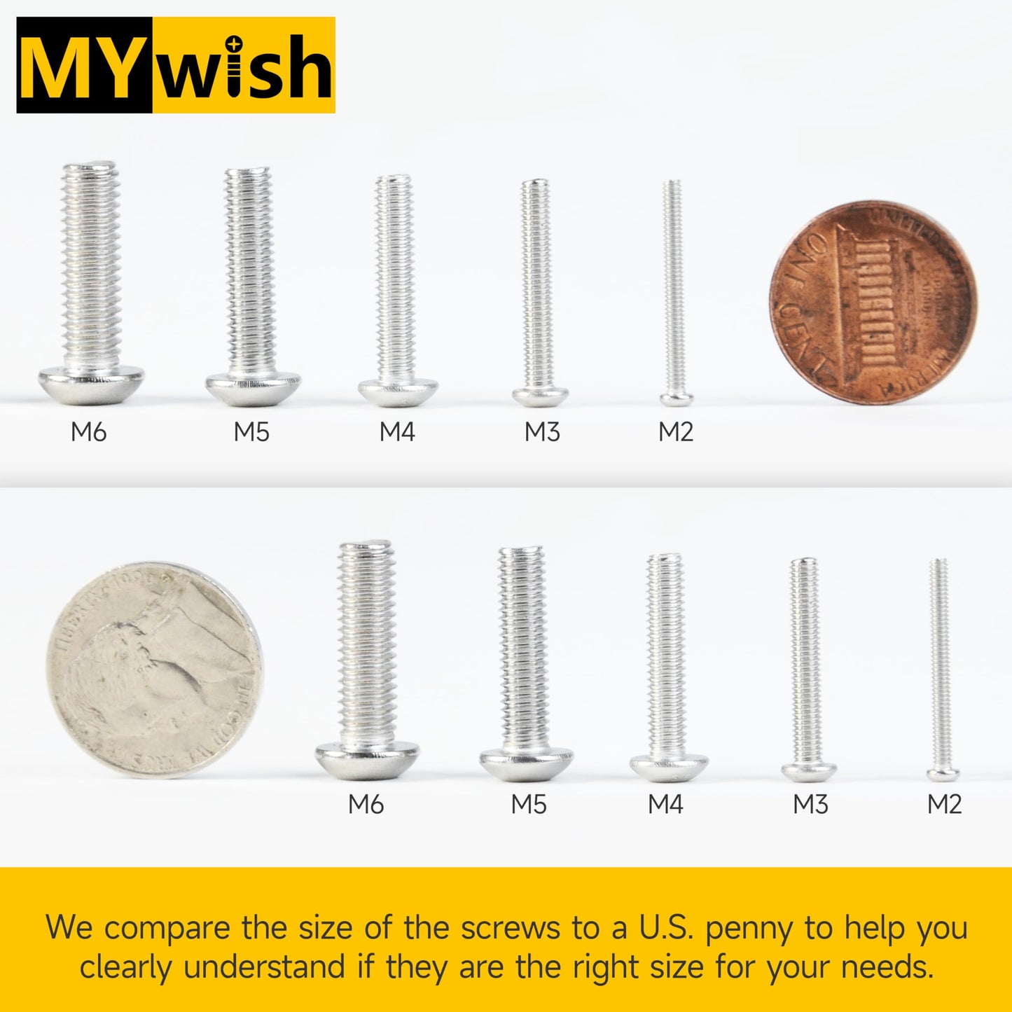Mywish 550Pcs M3 Screw Metric Screw Assortment, 304 Stainless Steel Hex Socket Button Head, 3D Printer DIY Metric Bolt Assortment, Flat & Spring Lock Washers/Nuts/Hex Wrenche M3*6/8/12/14/16/20/25mm
