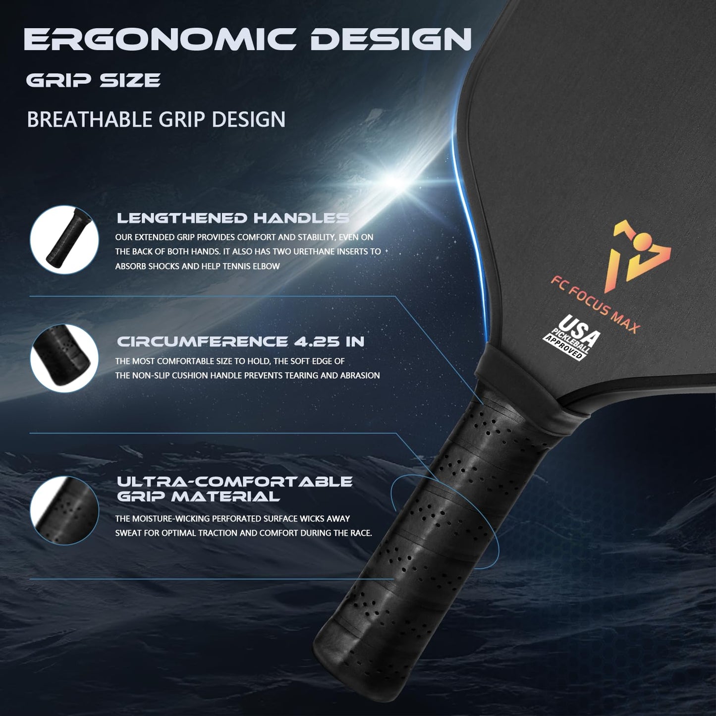 T700 Carbon Fiber Pickleball Paddles, Pickleball Set 16mm Pickle Ball Rackets with CMS Matte Surface Lightweight Honeycomb Core & Durable Edge Guard Protector Larger Sweet Spot