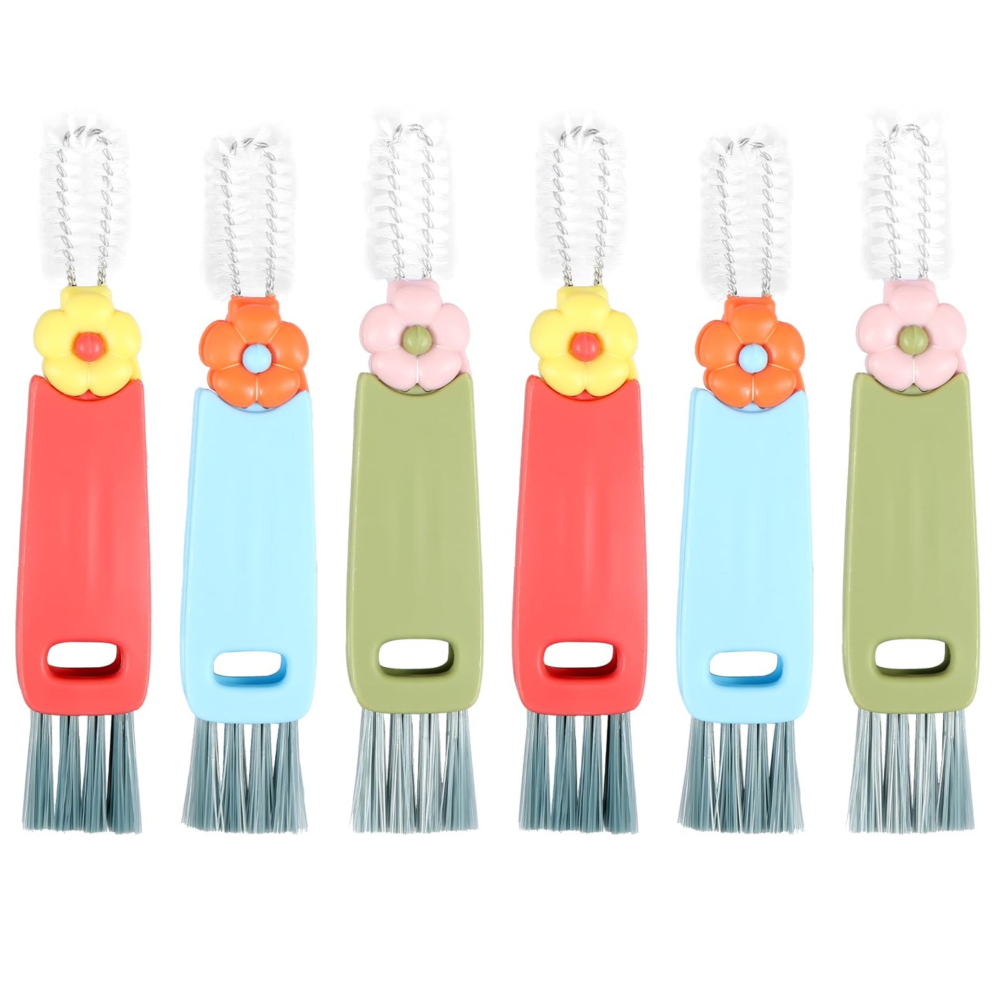 6Pcs Cup Lid Cleaning Brush Multifunctional Bottle Gap Cleaner Brush 180° Rotatable Cup Lid Gap Cleaning Brush Set Hangable Cup Crevice Cleaner Portable 3 Colors Cup Lid Cleaner for Bottle Cleaning