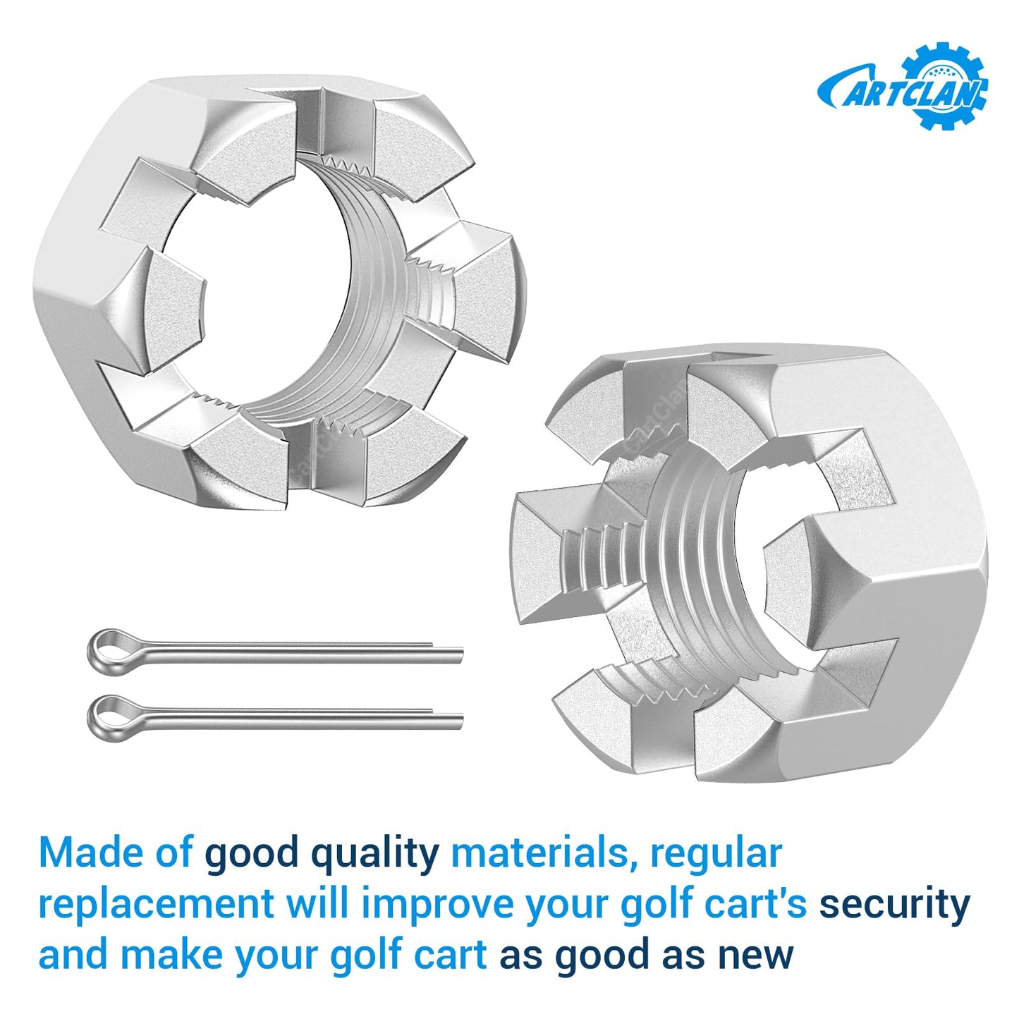 CartClan 2 Set EZGO TXT Golf Cart Slotted Nut & Pinning 1976-2013 Replacement Part 5/8-1815483-G1/612928 3010387-G1