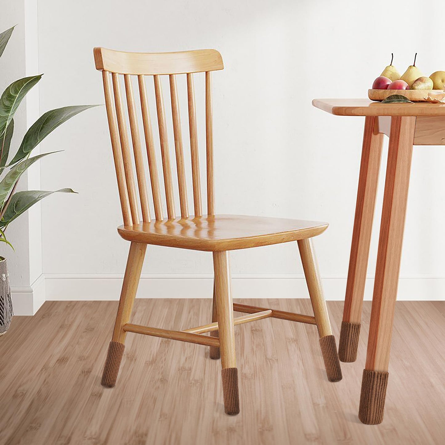 16 PCS Brown Furniture Leg Socks - Knitted Chair Leg Floor Protectors for Hardwood Floors - Fits Round and Square Legs - High Elastic Bar Stool Chair Leg Covers Furniture Caps Set for All Shapes