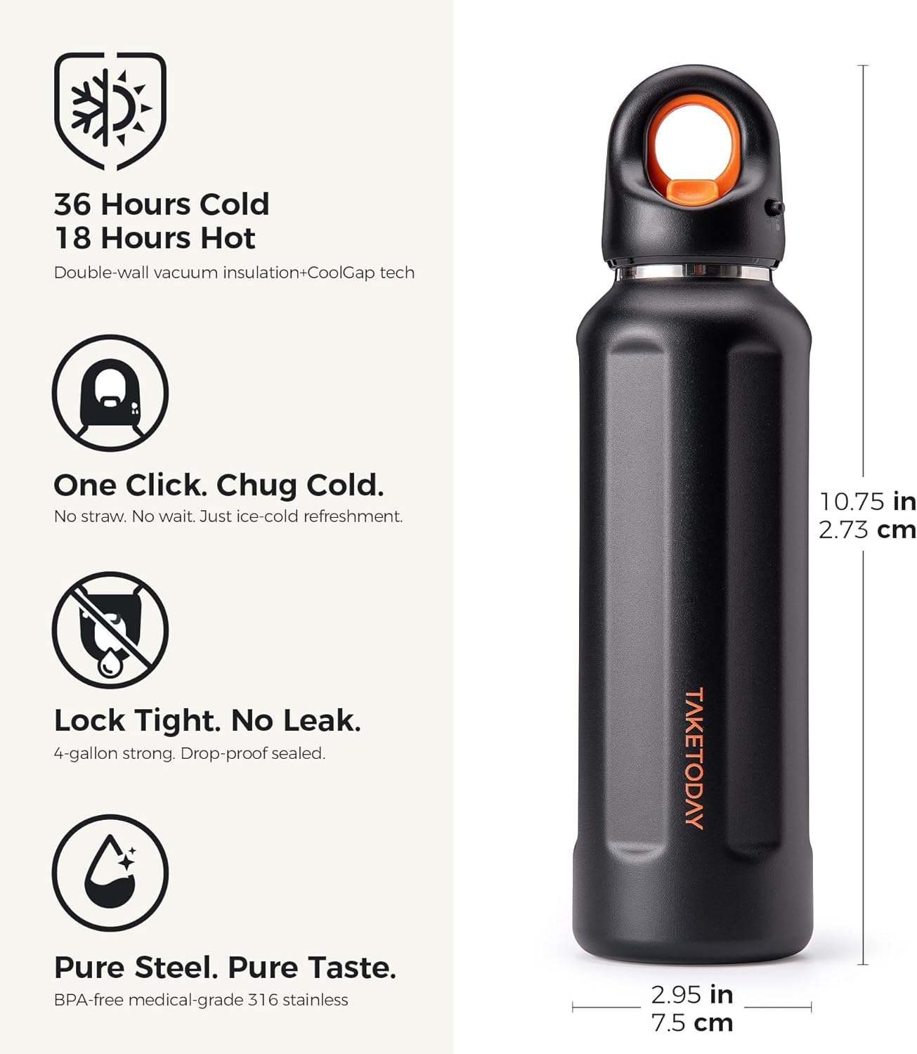 TakeToday Travel Water Bottle - Collapsible & Insulated Design for On-the-Go Hydration