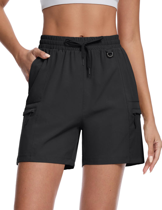TACVASEN Women's Hiking Cargo Shorts 5" Quick Dry with Zipper Pockets