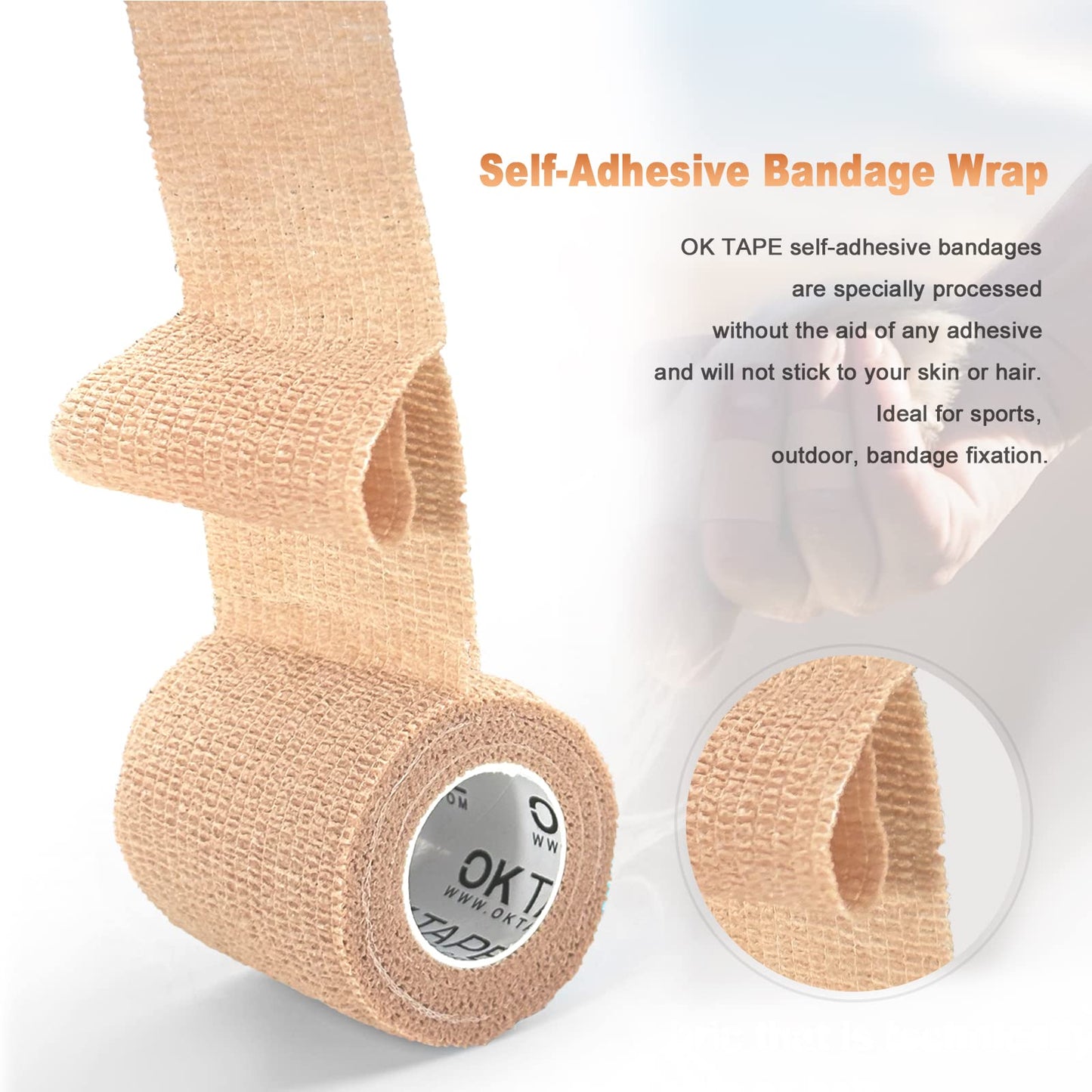 OK TAPE Self Adherent Cohesive Bandages Wrap 12Packs 2" x 5 Yards