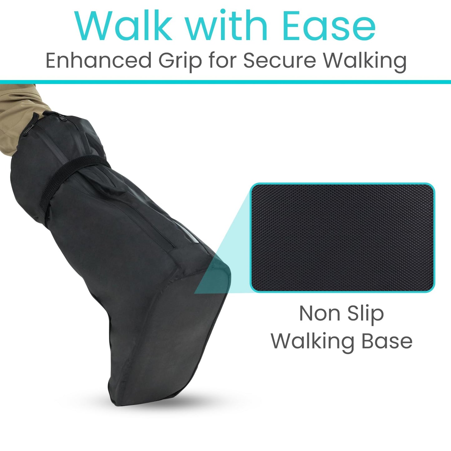 Vive Tall Walking Boot Cover Waterproof - for Medical Orthopedic Brace & Cast, Fractured Foot Accessories - Prevents Moisture, for Outdoor, Rain, Snow Protection - Non-Slip, Adjustable (Large)
