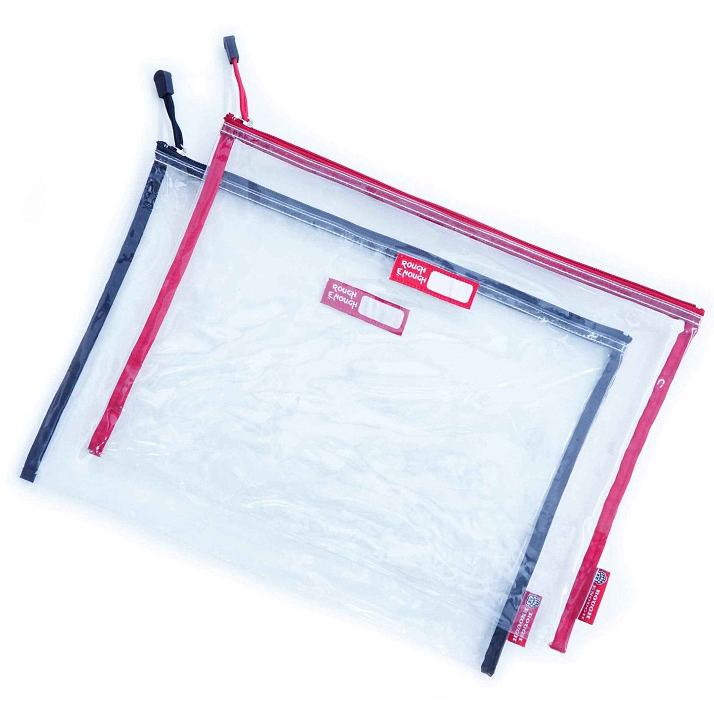Rough Enough Plastic File Folder Clear Document Holder Bag Zipper Pouches Bags for Organizing A4 Paper Letter Office Teacher Art Supplies Storage