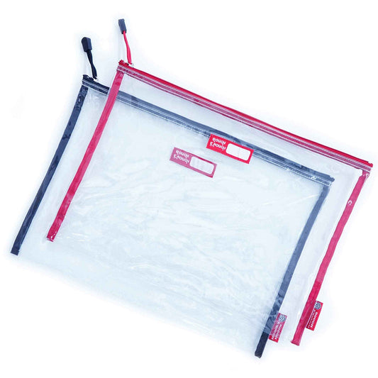Rough Enough Plastic File Folder Clear Document Holder Bag Zipper Pouches Bags for Organizing A4 Paper Letter Office Teacher Art Supplies Storage