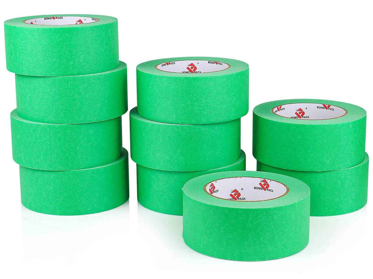 BOMEI PACK 10 Rolls Painters Tape 2 inch Wide, Painter's Tape Green Masking Tape 2 inch x 55 Yards for Walls Painting, Home Improvement and School Projects, Total 550 Yards