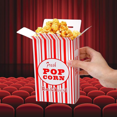 Bekith 100-Pack Paper Popcorn Boxes - Close-Top Containers for Movie Nights & Parties