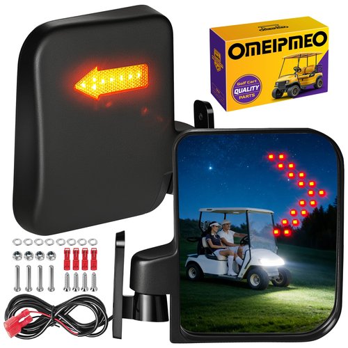 Golf Cart Mirrors, Golf Cart Side Mirrors with LED Turn Signal Light, Universal Rear View Mirror for Club Car EZGO YAMAHA, Left & Right Pair, Street Legal, Easy Bolt-On Installation, Enhanced Safety