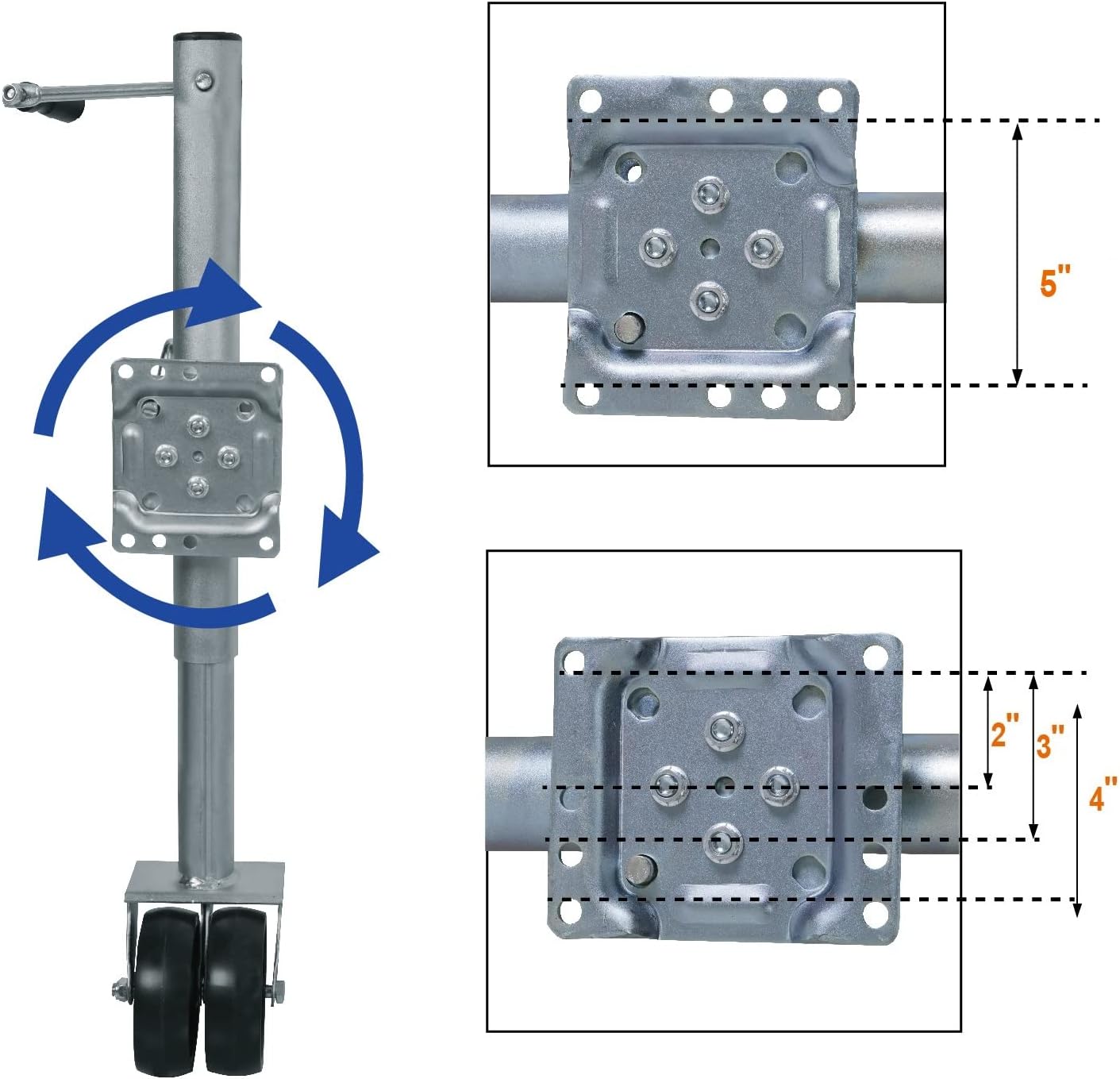 Big RED 1500 Lbs Capacity Boat Trailer Jack - Dual Wheel, 6 Inch, Swing-Back Design | ATR39002R