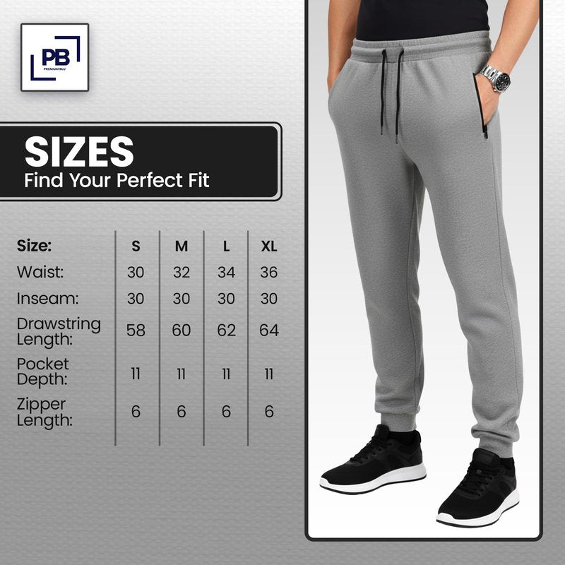 PB Mens Sweatpants 3-Pk – Fleece Joggers for Men with Cargo Or Zipper Pockets, Athletic Sweatpants & Mens Joggers Sizes S–XL