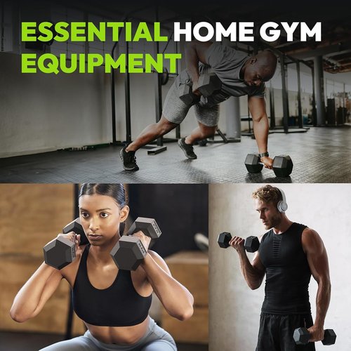 HANDBODE Hex Dumbbell Set - Rubber Encased 45-400 lb Hand Weights for Secure Grip & Home Gym Fitness