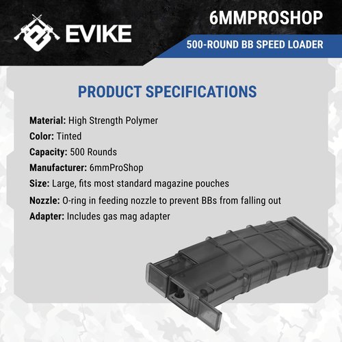 Evike Airsoft - 6mmProShop 500rd Airsoft Universal BB Speed Loader (Color: Large ~500rds / Gray)