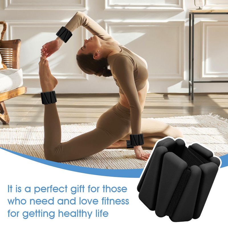 Wrist Weights Set of 2, Wearable Ankle & Wrist Weights, Adjustable Silicone Weight Bracelets (2Lbs Each ) Fits for Women & Men, Suitable for Yoga, Pilates, Dance, Running, Pool Exercises, Jogging (4LB Black)