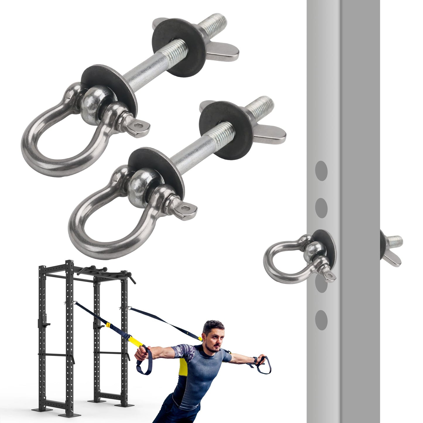 Dsyboko Power Rack Attachments 2 Pack - Resistance Band Hooks for Squat Rack O-Ring Attachment for Squat Rack