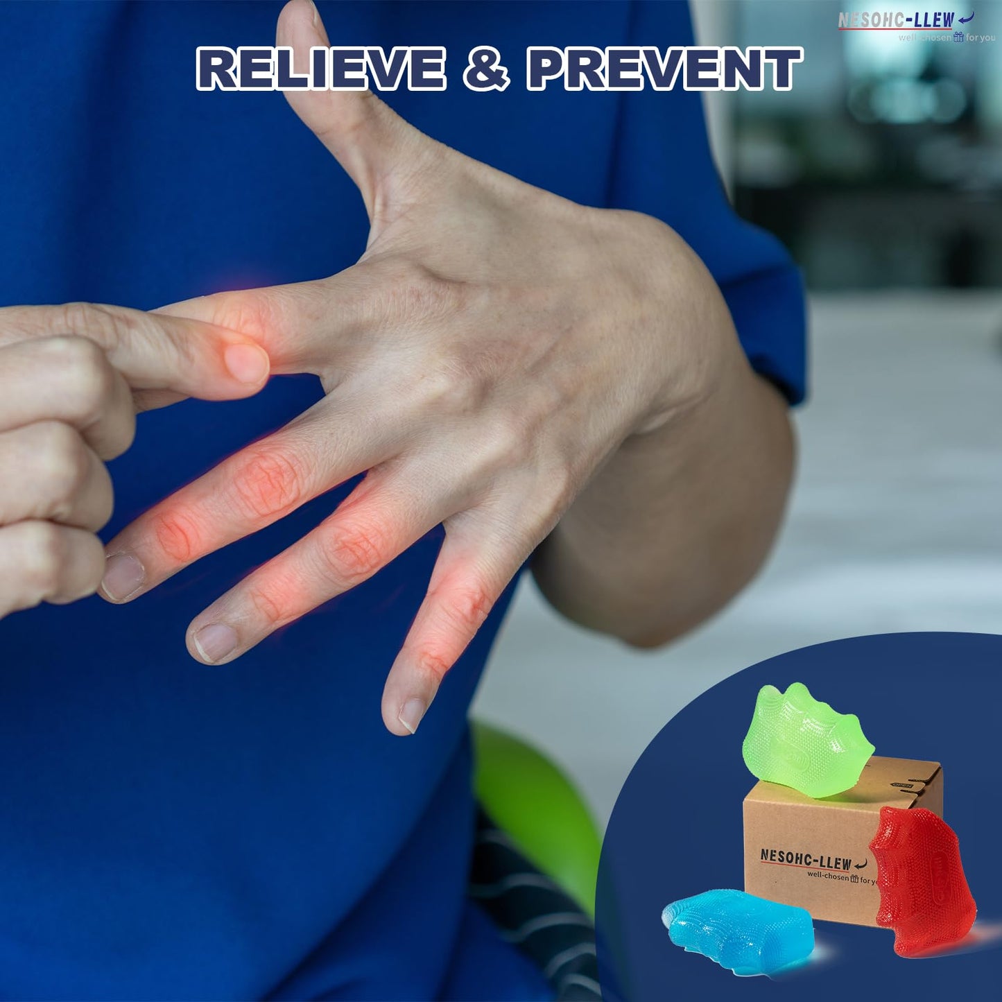 Ergonomic Stress Balls for Adults, Hand Therapy Balls for Arthritis Relief - Set of 3, 30/50/80 lbs, TPR Material, Perfect Palm Fit, Durable & Easy to Clean