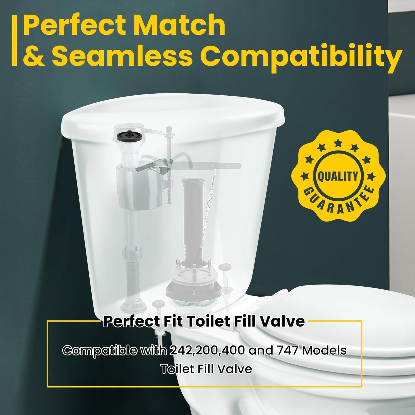 HONSNKS 4 Pcs 83143 Toilet Fill Valve Seal Replacement, Universal Rubber Diaphragm for Fluid-master 200, 242, 400 and 747 Models, Easy DIY Fix (Black)