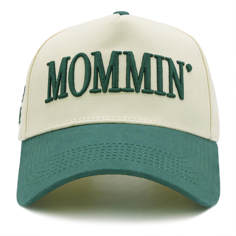 Mommin Trucker Hat for Women Mom Hat, Adjustable Embroidered Mama Baseball Cap, Mother's Day Birthday Gifts for Mom from Daughter Son Husband Green/Beige