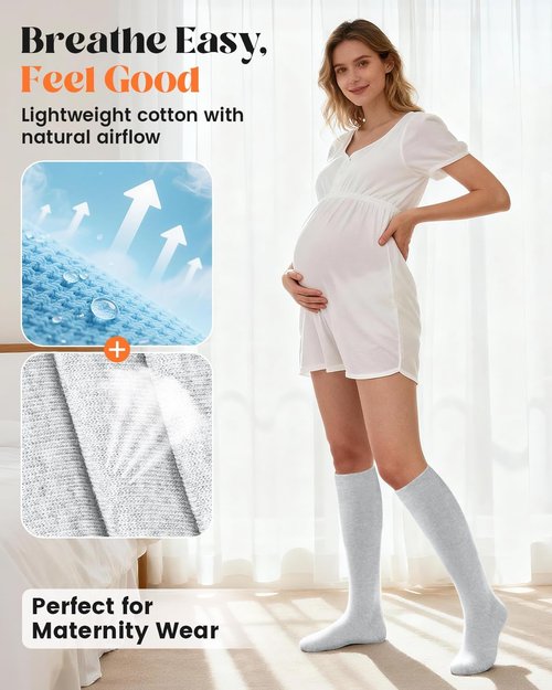 LEVSOX Cotton Compression Socks - 20-30 mmHg Knee High Support for Women & Men | Ideal for Nurses & Travel